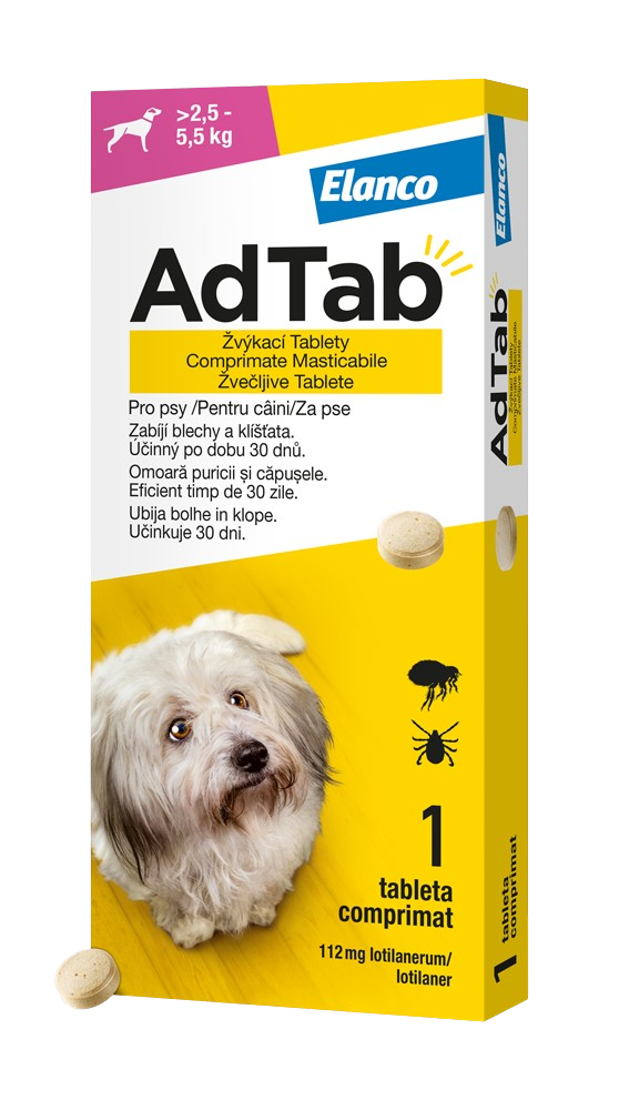 ADTAB 112mg Žvýkací tableta pro psy 2,5 – 5,5kg