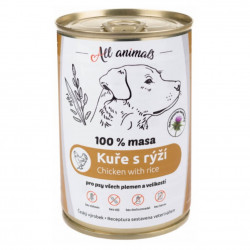 ALL ANIMALS konzerva kuřecí mleté s rýží pro psy 400 g