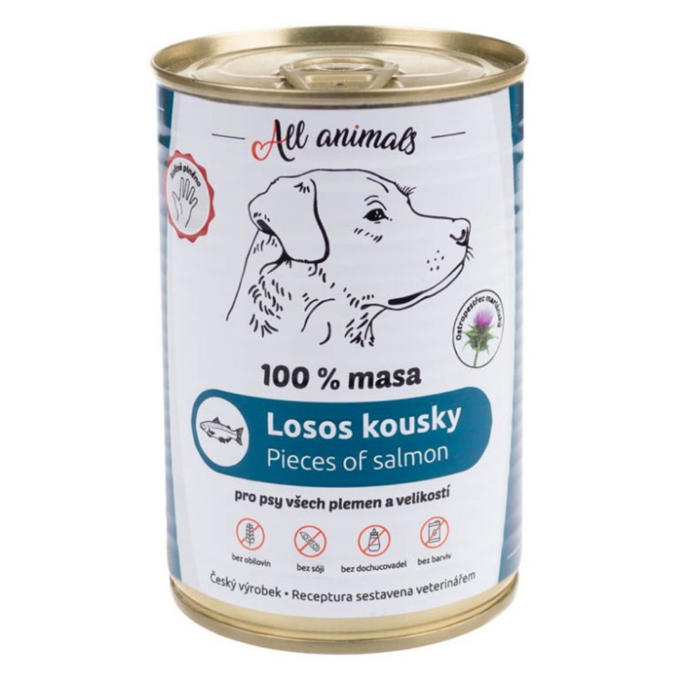 ALL ANIMALS konzerva losos kousky pro psy 400 g