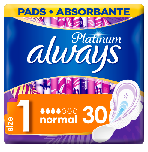 ALWAYS Platinum Normal Velikost 1 Hygienické Vložky S Křidélky 30 ks