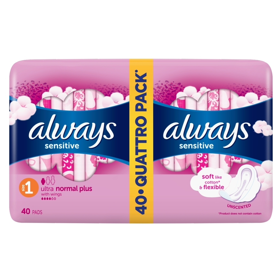 ALWAYS Ultra Sensitive Normal Plus vel.1 Hygienické vložky s křidélky 40 ks