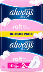 ALWAYS Vložky Ultra Sensitive Super Duo 16 ks