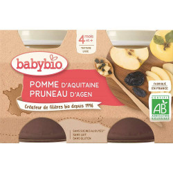 BABYBIO Jablko se sušenou švestkou 2x130 g