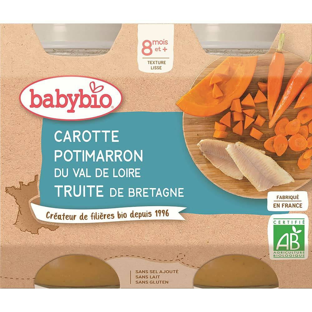 BABYBIO Menu Mrkev a dýně se pstruhem 2x200 g