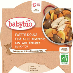 BABYBIO Menu Sladké brambory s kaštanovým pyré a farmářskou perličkou 230 g