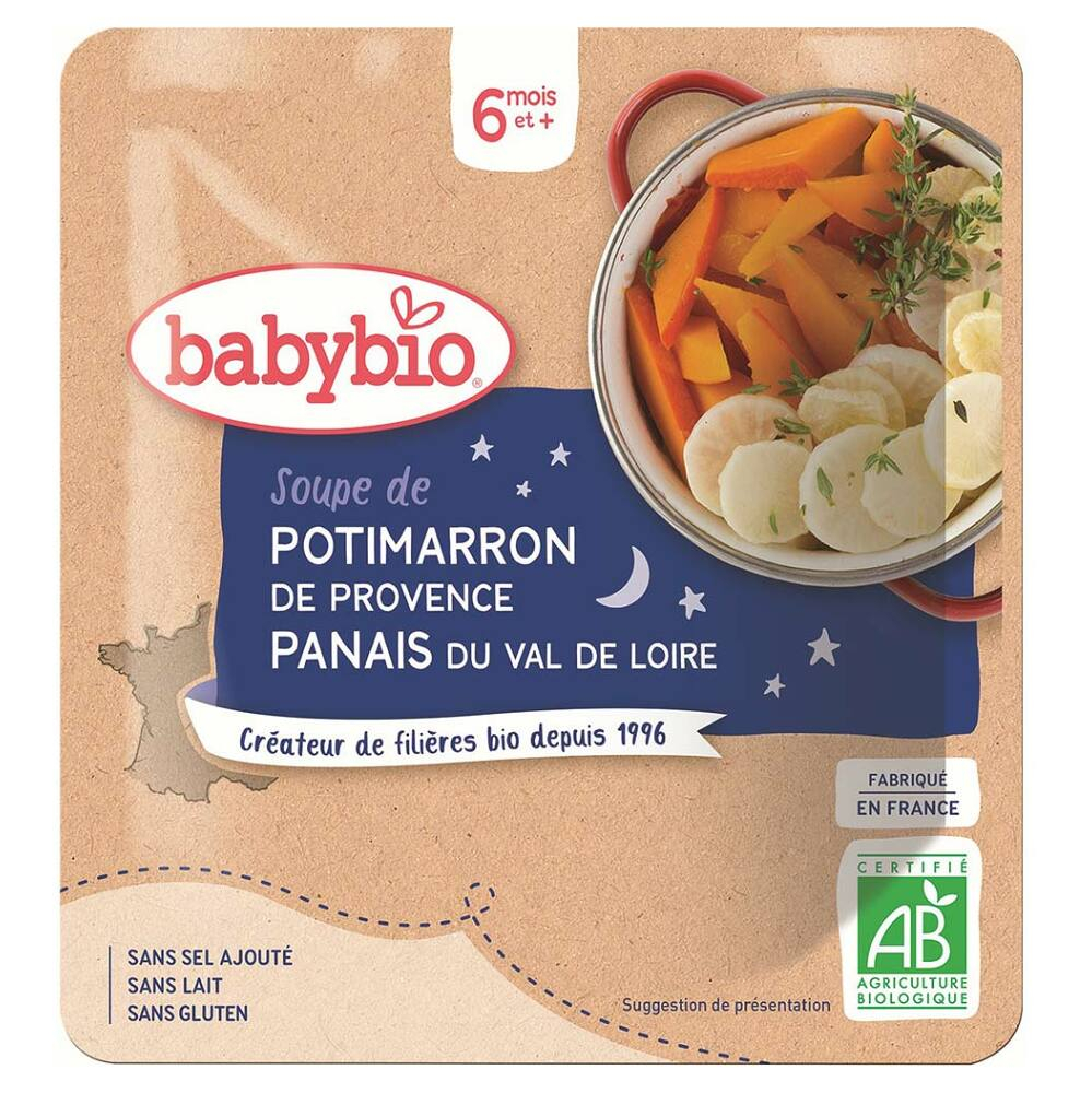 BABYBIO Večerní menu dýňová polévka s pastinákem 6m+ 190 g