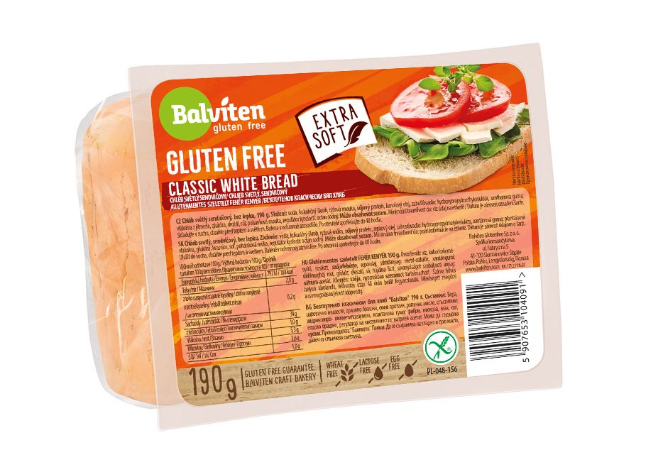 Balviten Classic White Bread bezlepkový krájený světlý chléb 190 g