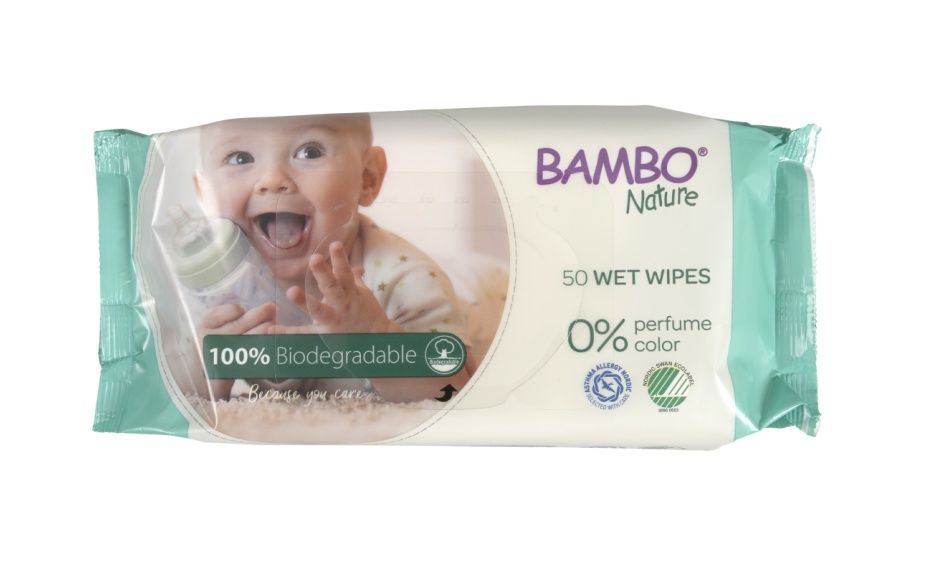 Bambo Nature Biodegradabilní vlhčené ubrousky 50 ks