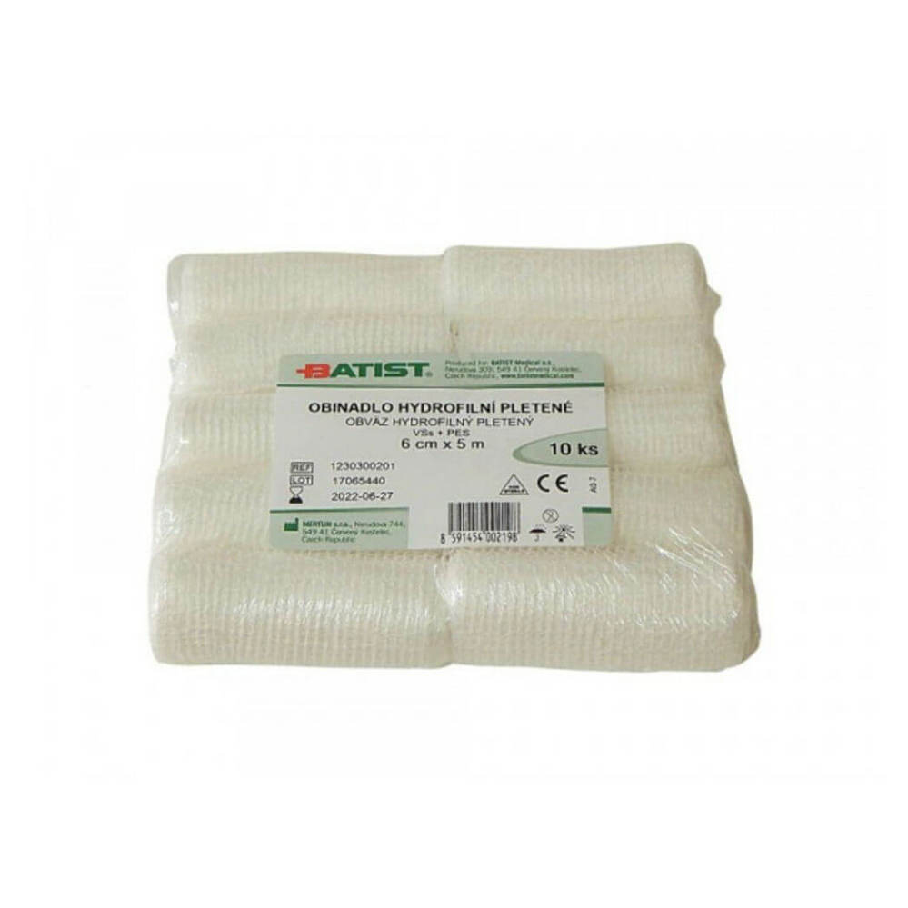 BATIST Obinadlo hydrofilní pletené 6cm x 5m 10 kusů