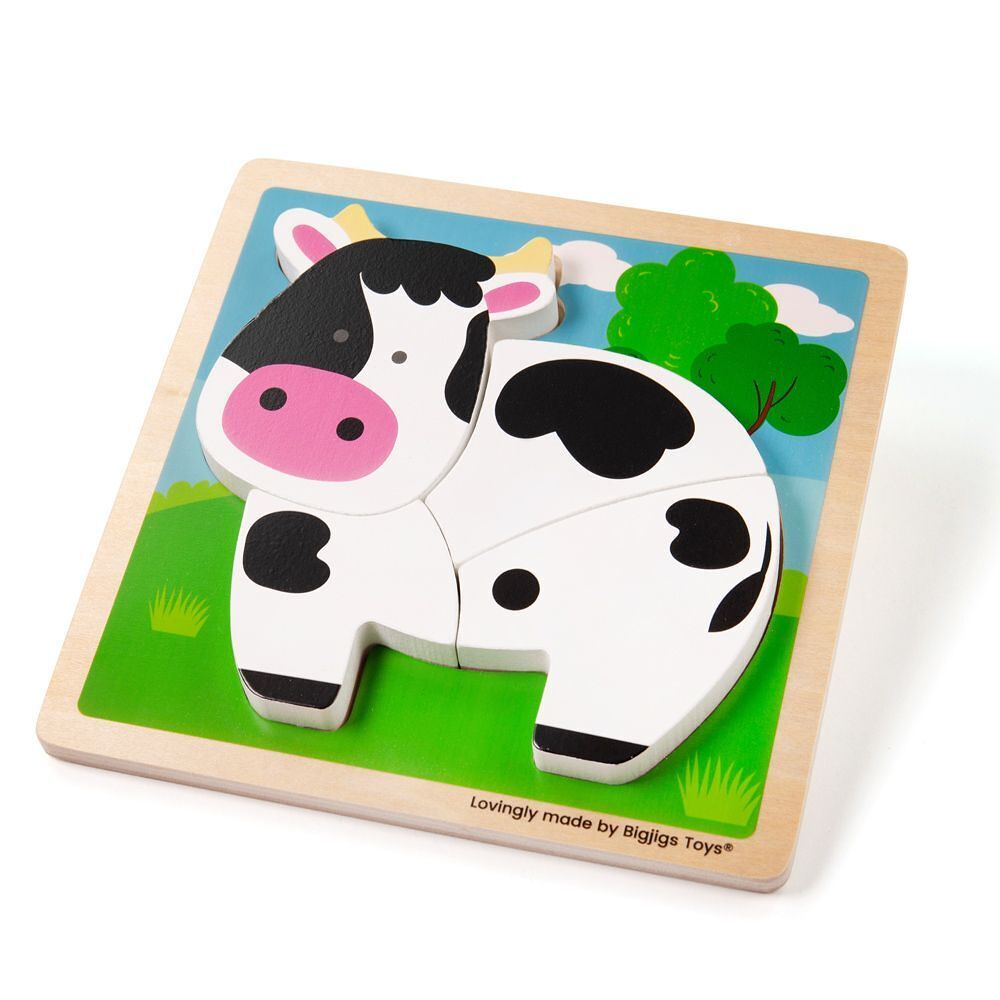 BIGJIGS Toys Vkládací puzzle kravička