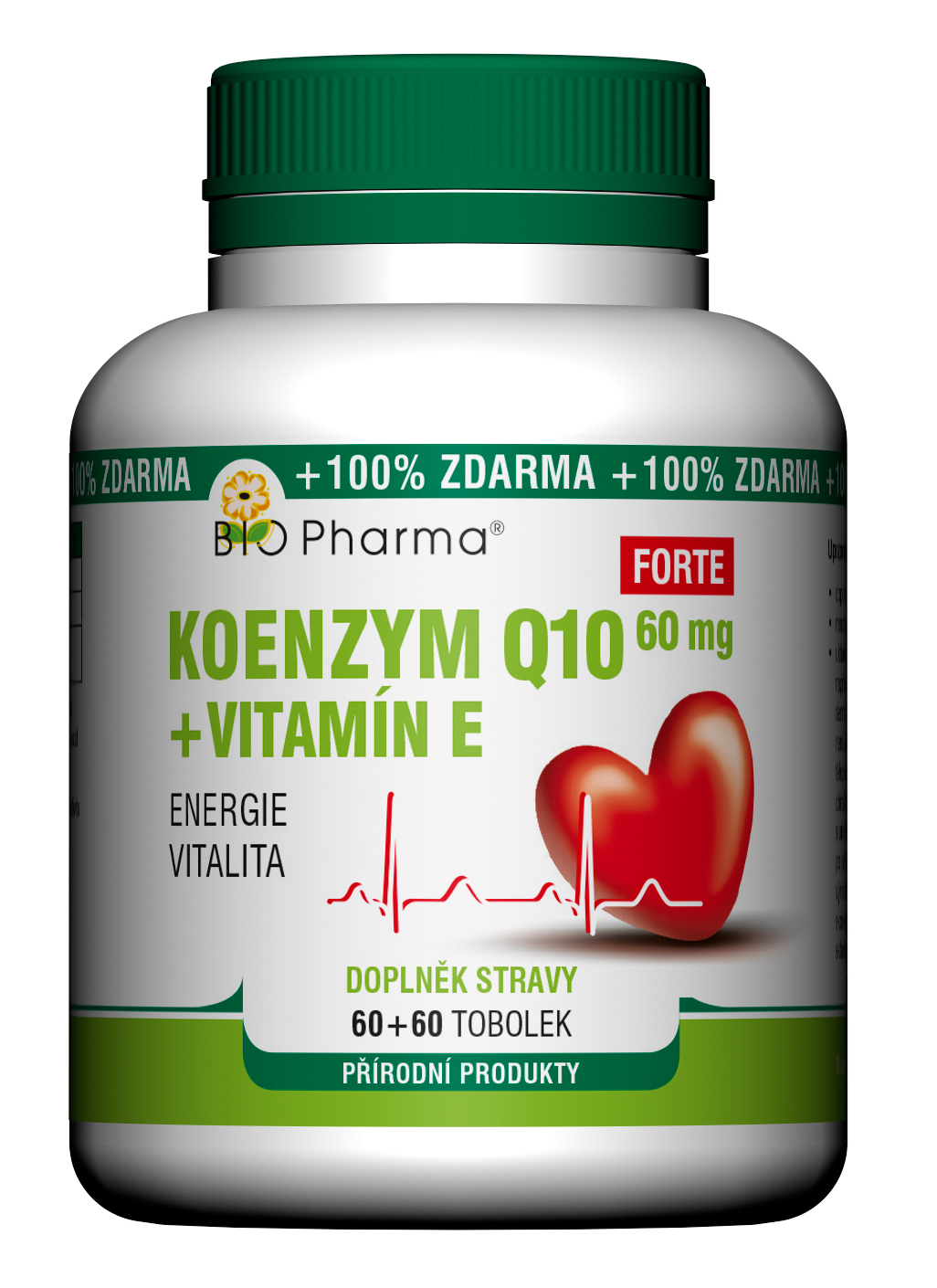 BIO PHARMA Koenzym Q10 Forte 60 mg + Vitamín E 120 tobolek