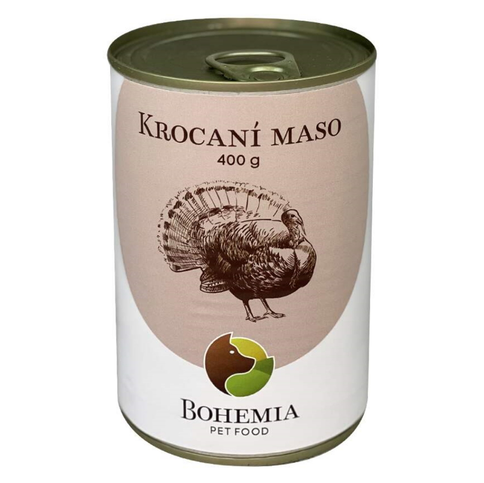 BOHEMIA PET FOOD Konzerva  krocaní maso ve vlastní šťávě pro psy 400 g