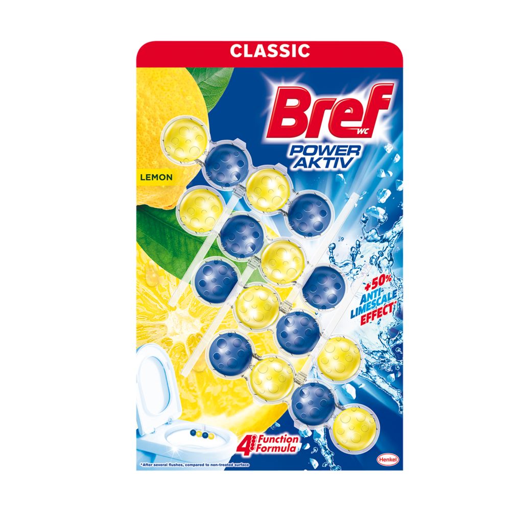 Bref WC blok Power Aktiv Lemon 4x50 g