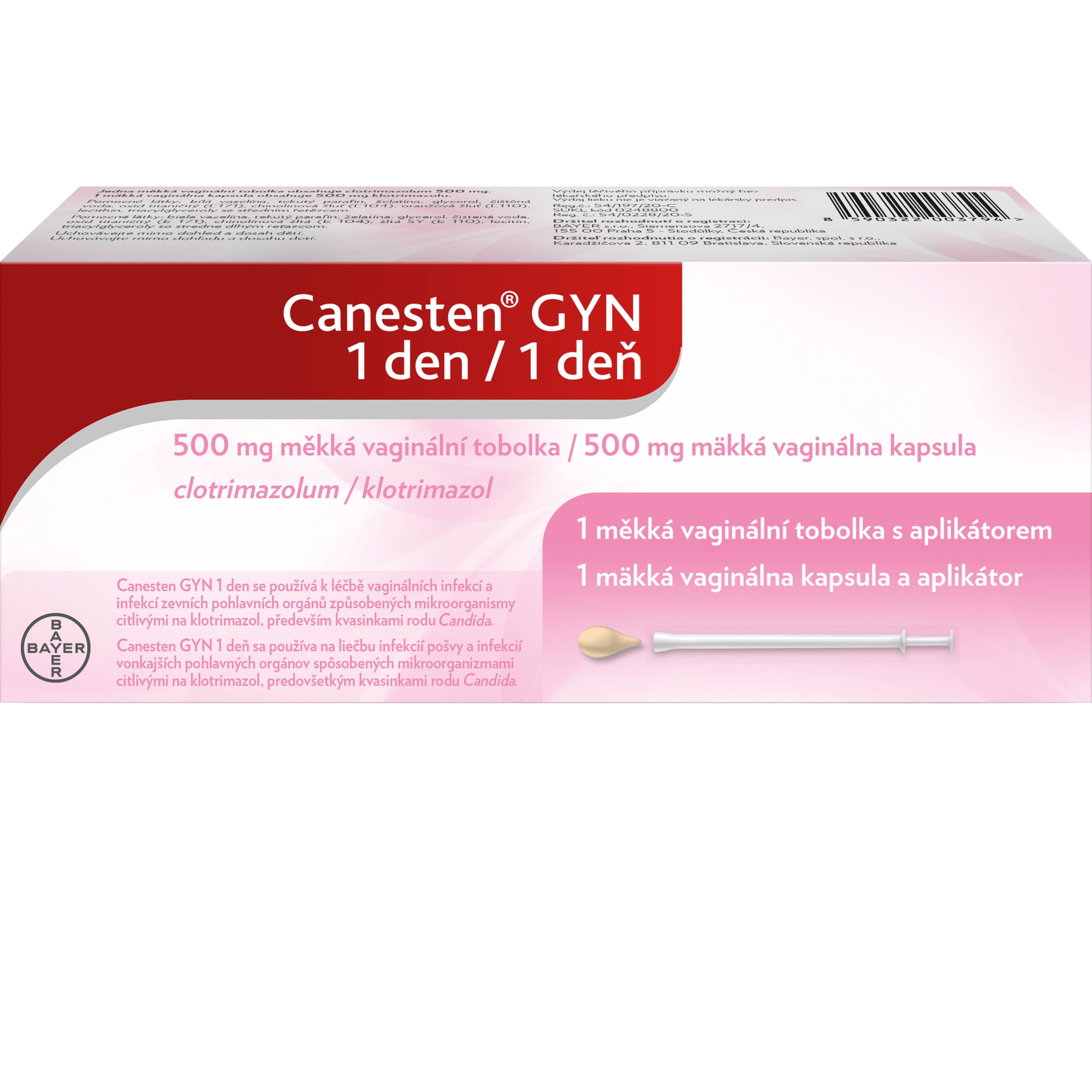 CANESTEN GYN 1 den 500 mg měkká vaginální tobolka 1 ks