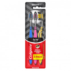 COLGATE Zubní kartáček  ZIG ZAG Charcoal Medium 3 ks