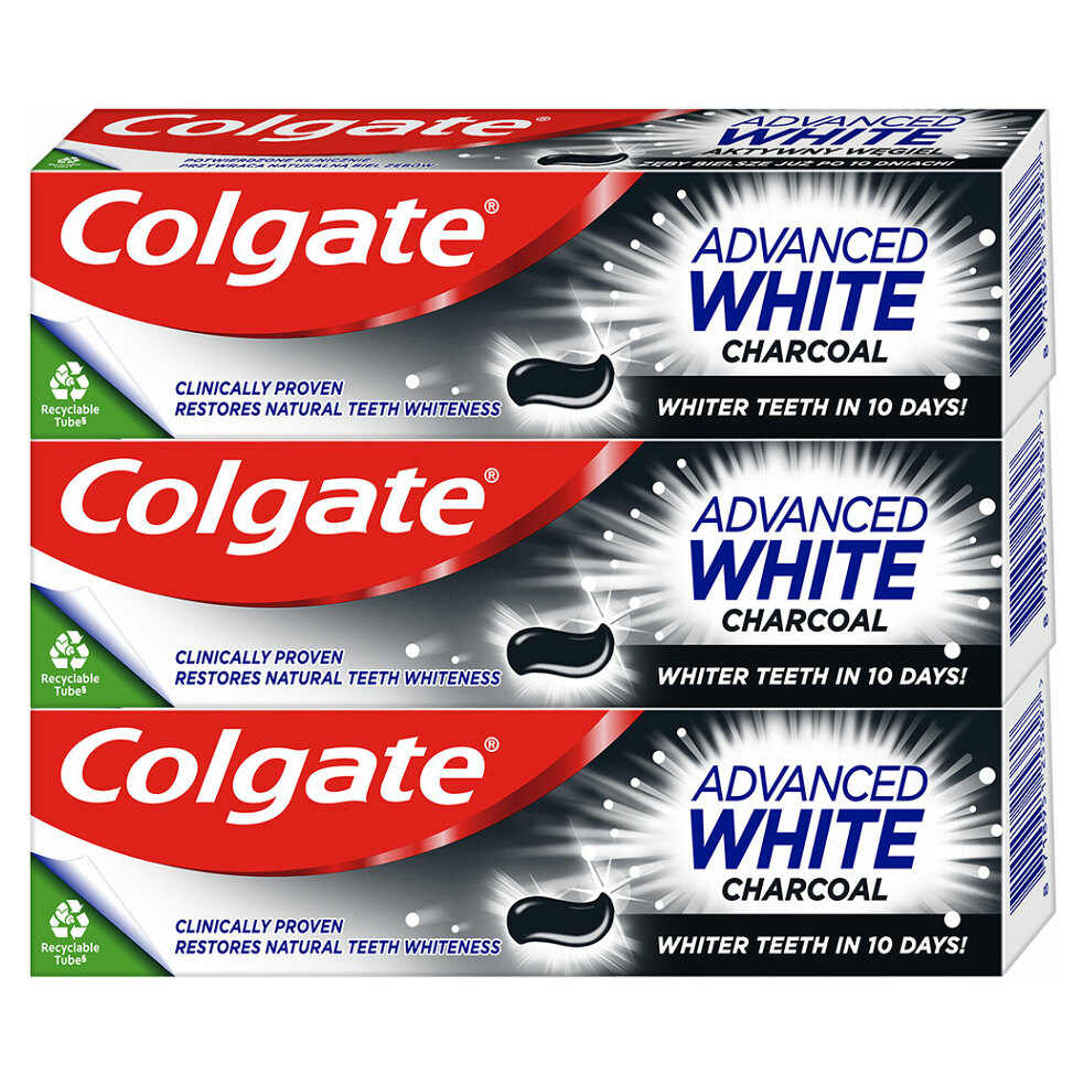 COLGATE Zubní pasta Advanced Whitening Charcoal 3x 75 ml