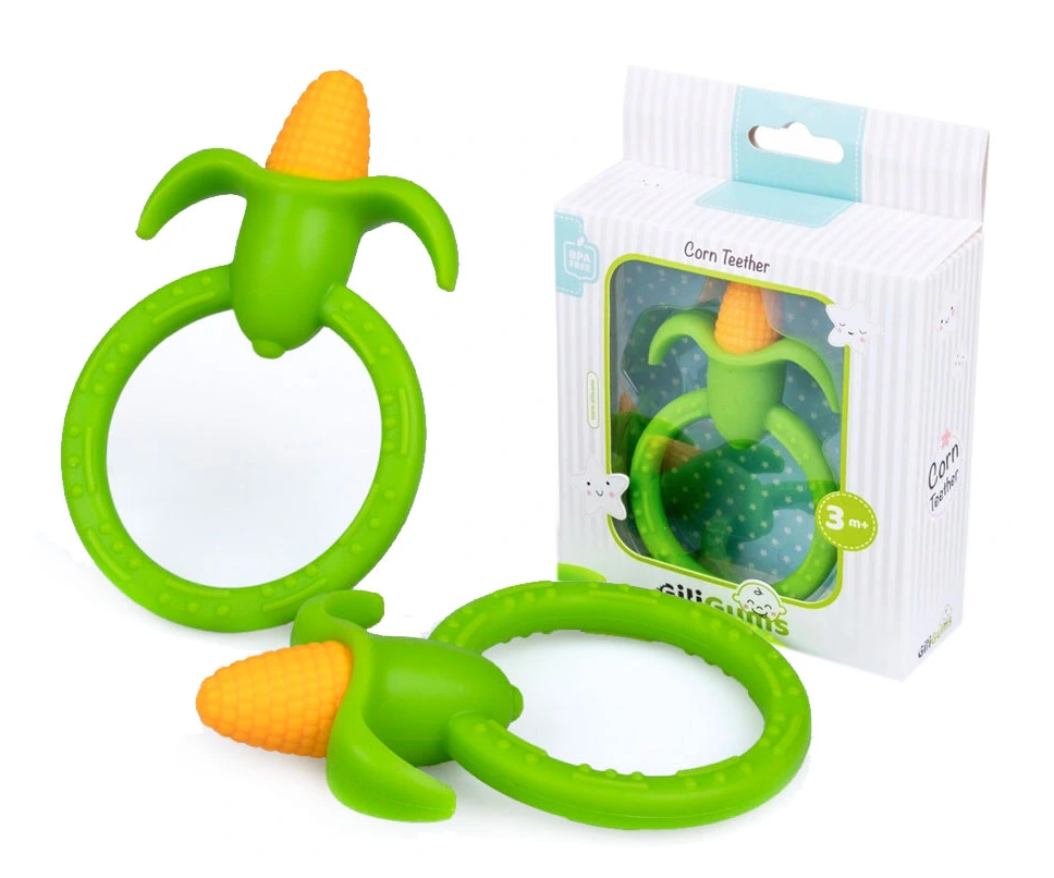 Dětské silikonové kousátko Corn Teether, 3m+, zelená, 1 ks