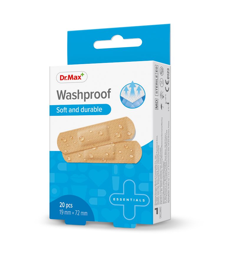 Dr. Max Washproof Soft and durable 19 mm x 72 mm náplast 20 ks