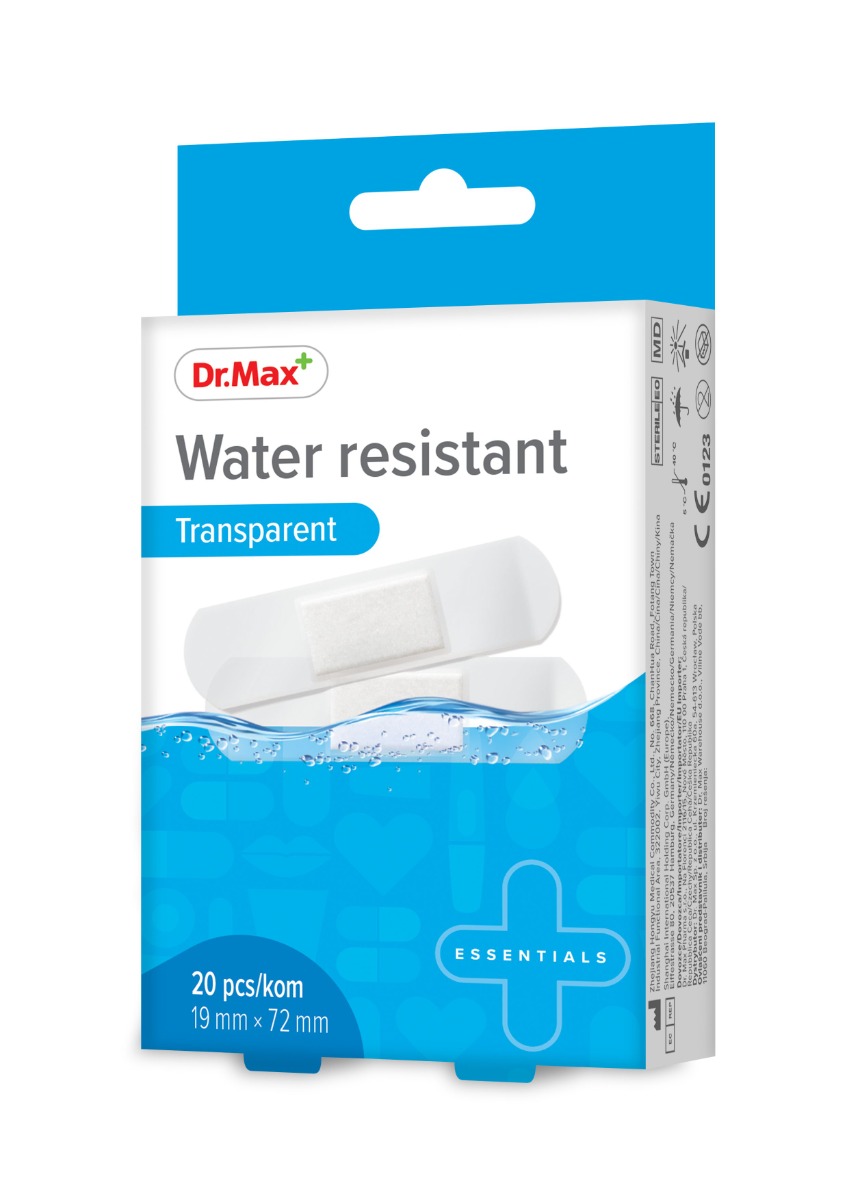 Dr. Max Water resistant Transparent 19 x 72 mm náplast 20 ks