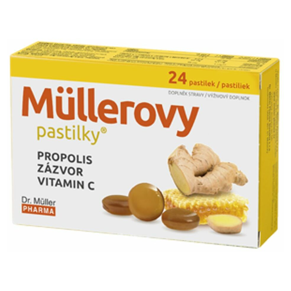 DR. MÜLLER Müllerovy pastilky s propolisem a zázvorem 24 ks