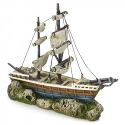 Ebi AQUA DELLA Boat with Sails 38 x 12,5 x 31,5cm potopená loď dekorace