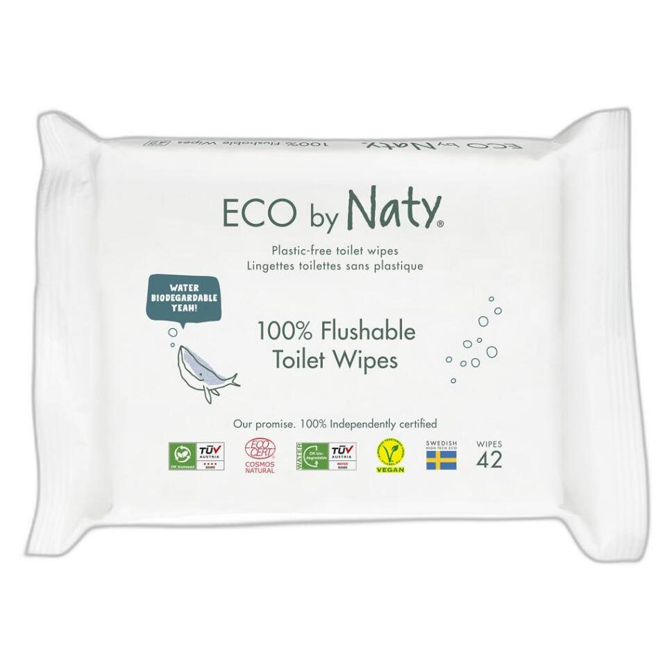 ECO BY NATY Vlhčené splachovatelné ubrousky s funkcí toaletního papíru bez vůně  42 ks