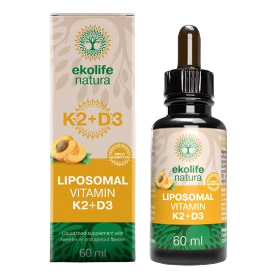 EKOLIFE NATURA Liposomal Vitamin K2 + D3 meruňka 60 ml