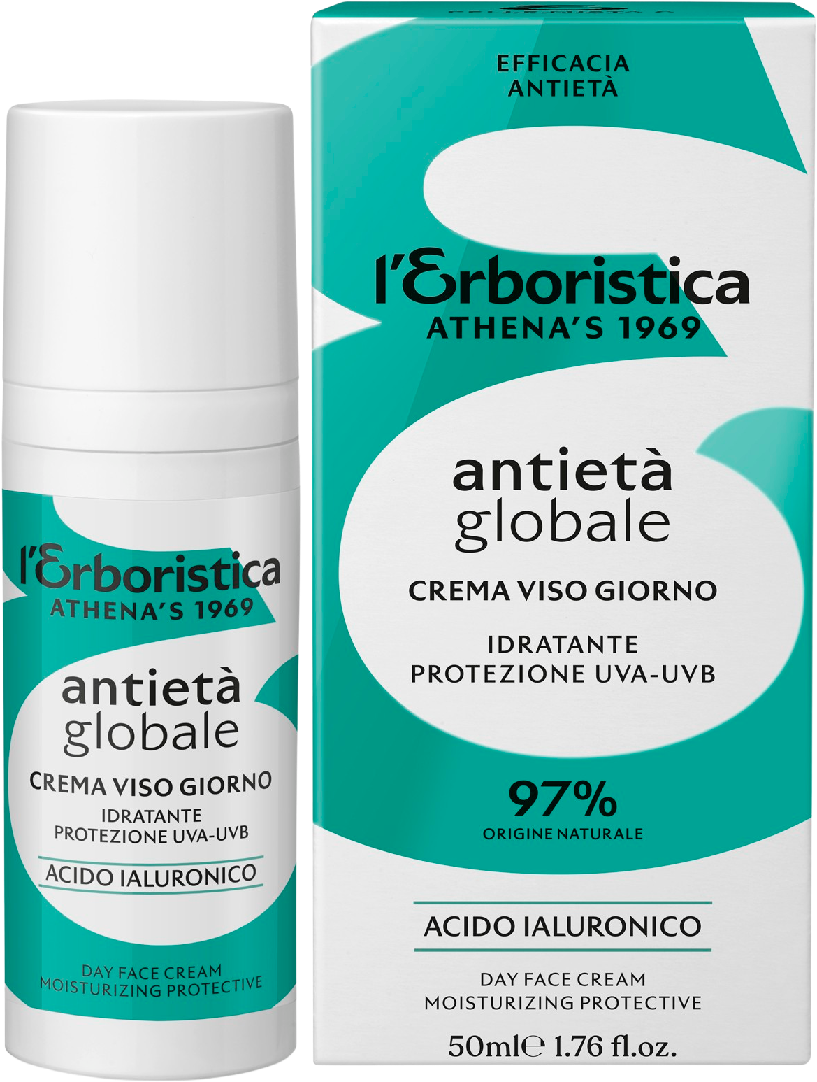 ERBORISTICA Global Anti-Age denní pleťový krém s kyselinou hyaluronovou a UVA-UVB ochranou 50 ml