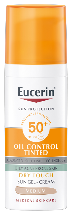 EUCERIN SUN Oil Control Tinted SPF50+ středně tmavý 50 ml