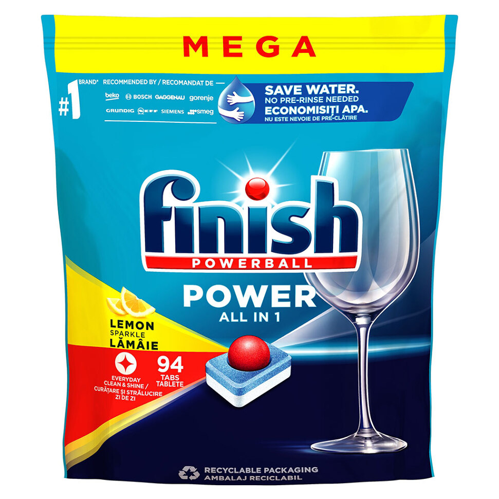 FINISH Power All in 1 Kapsle do myčky nádobí Lemon Sparkle 94 ks