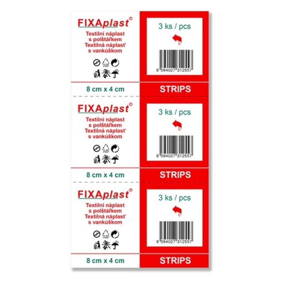 FIXAPLAST Náplast strip 8 x 4 cm 3 kusy