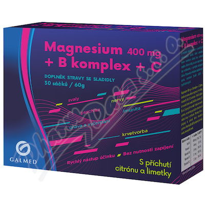 GALMED Magnesium 400 mg + B komplex + C sáčky 30 ks