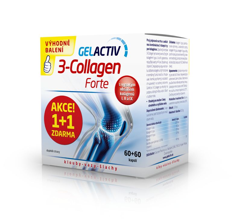 Gelactiv 3-Collagen Forte 60+60 kapslí