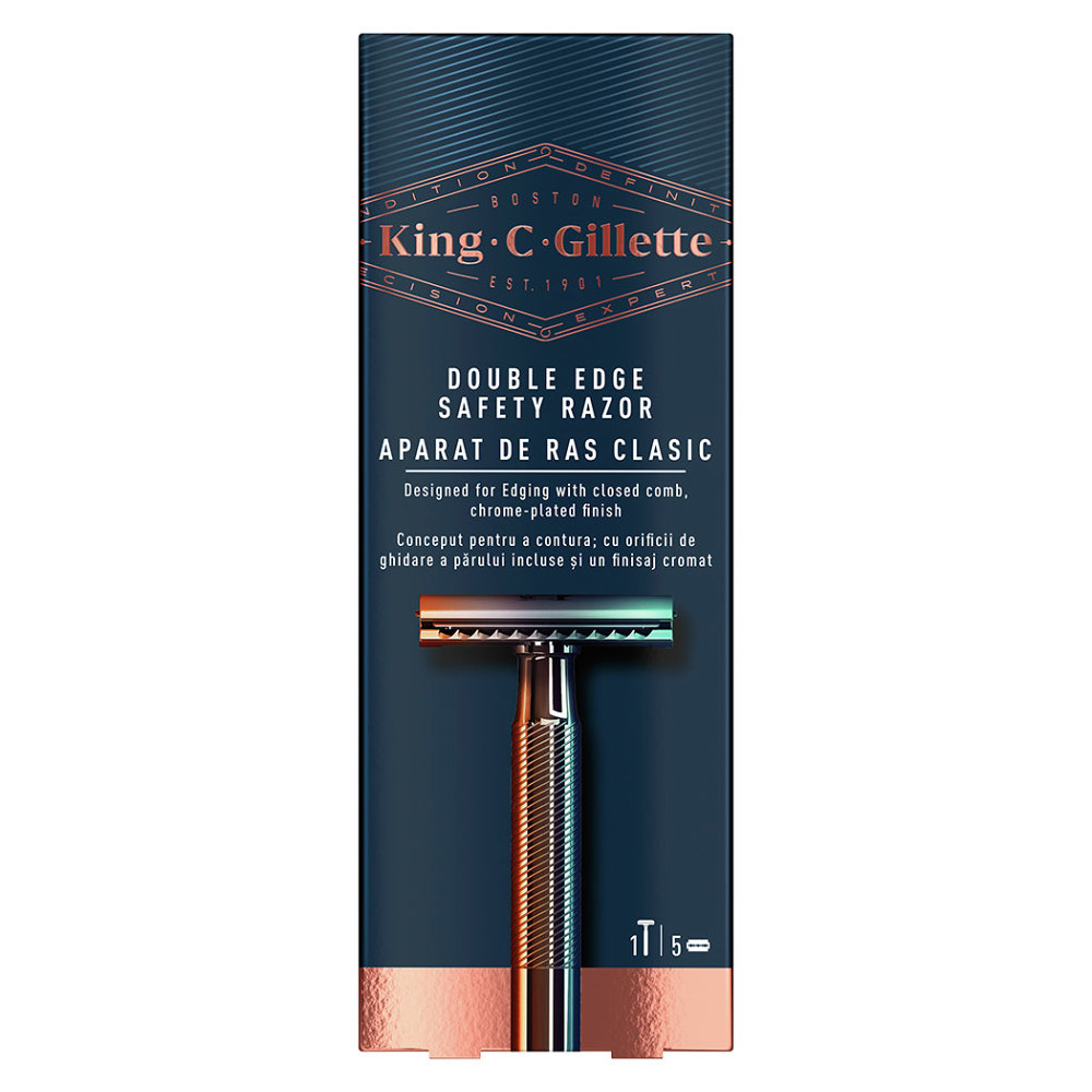 GILLETTE King Double Edge  Holící strojek + 5 žiletek