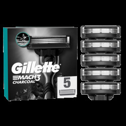 GILLETTE Mach3 Charcoal Náhradní hlavice do holicího strojku pro muže 5 ks