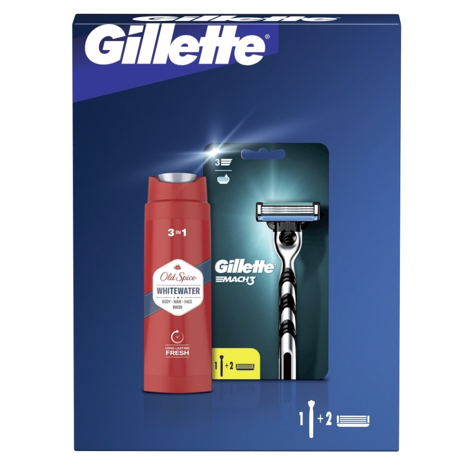 GILLETTE Mach3 strojek +2NH+ Shower gel 250ml Dárkové balení