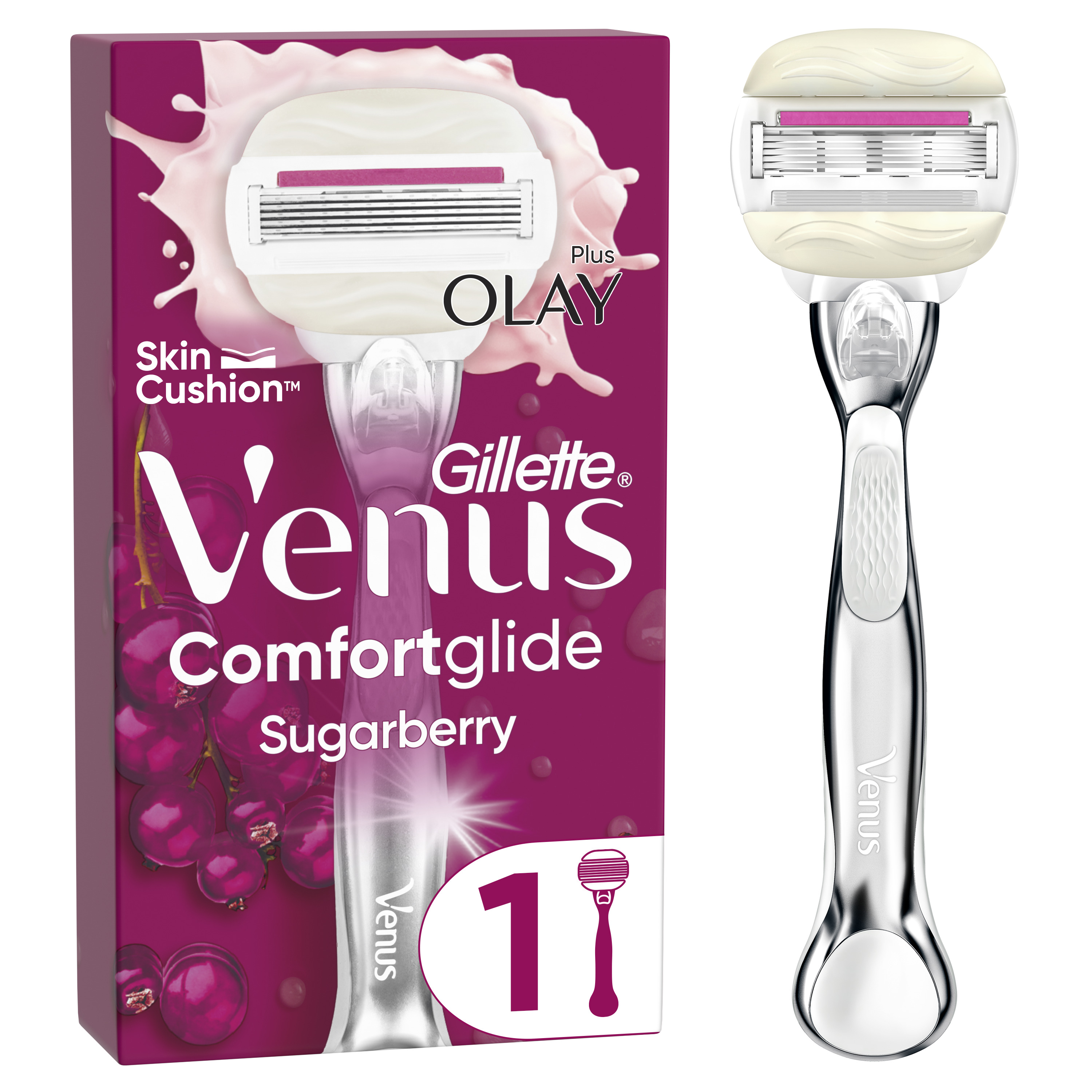 GILLETTE VENUS Comfortglide sugarberry plus olay holicí strojek- 1 holicí hlavice