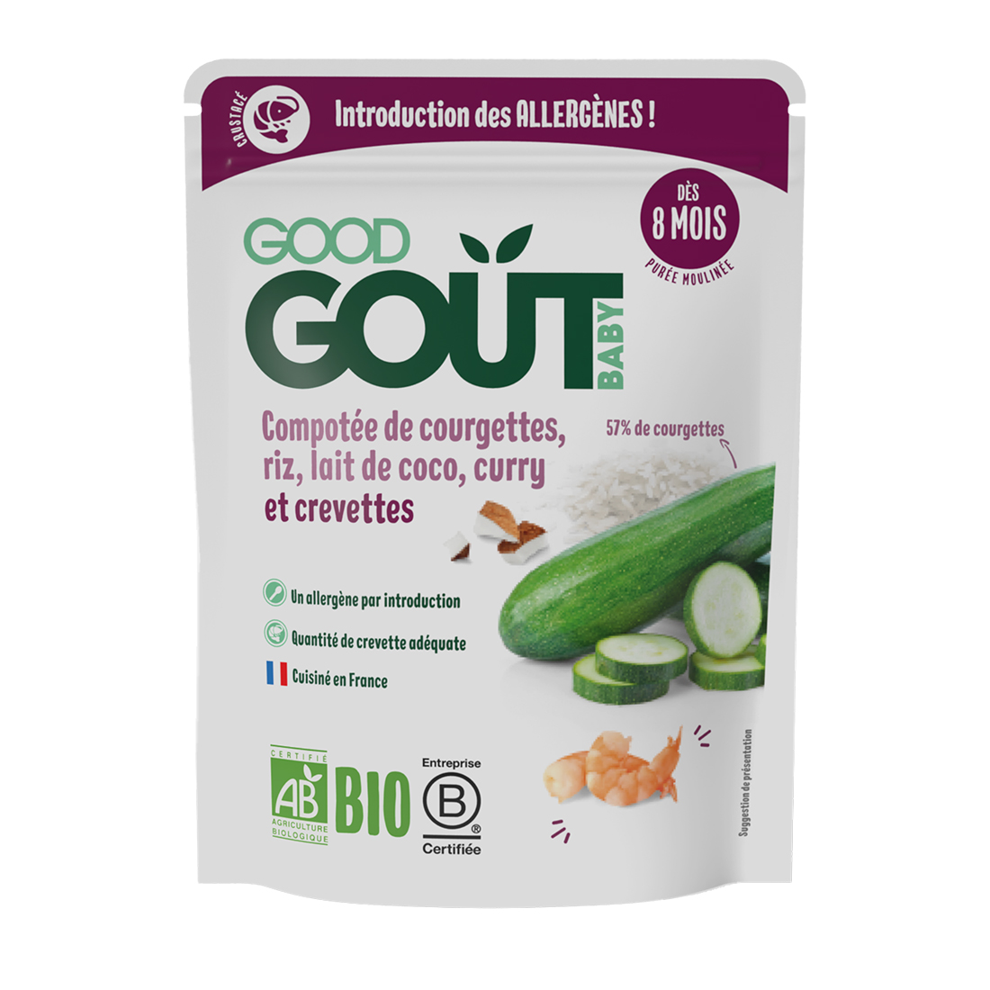 Good Gout BIO Krevety s rýží, cuketou a kokosovým mlékem 8m+ 190 g