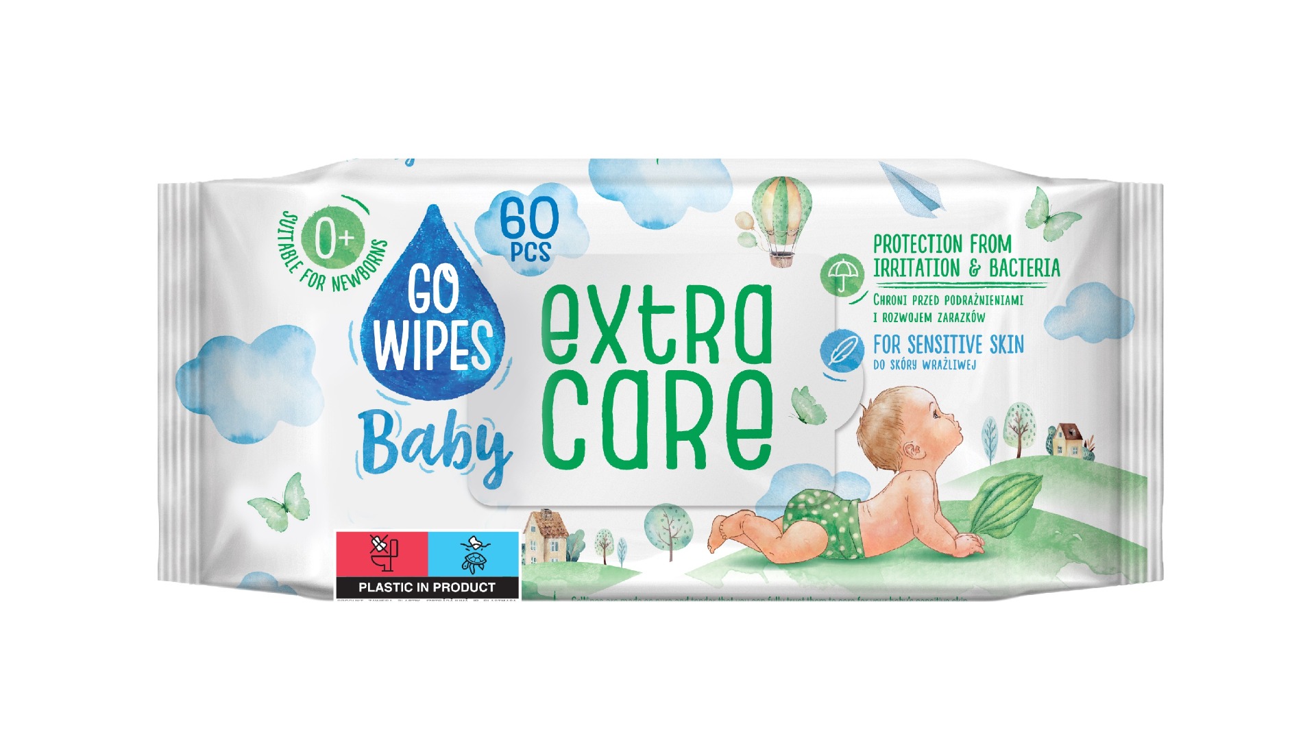 GoWipes Dětské vlhčené ubrousky Extra care 60 ks