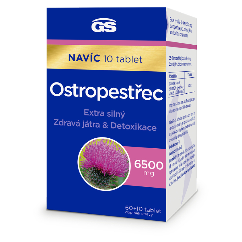 GS Ostropestřec 6500 mg 60 + 10 tablet NAVÍC