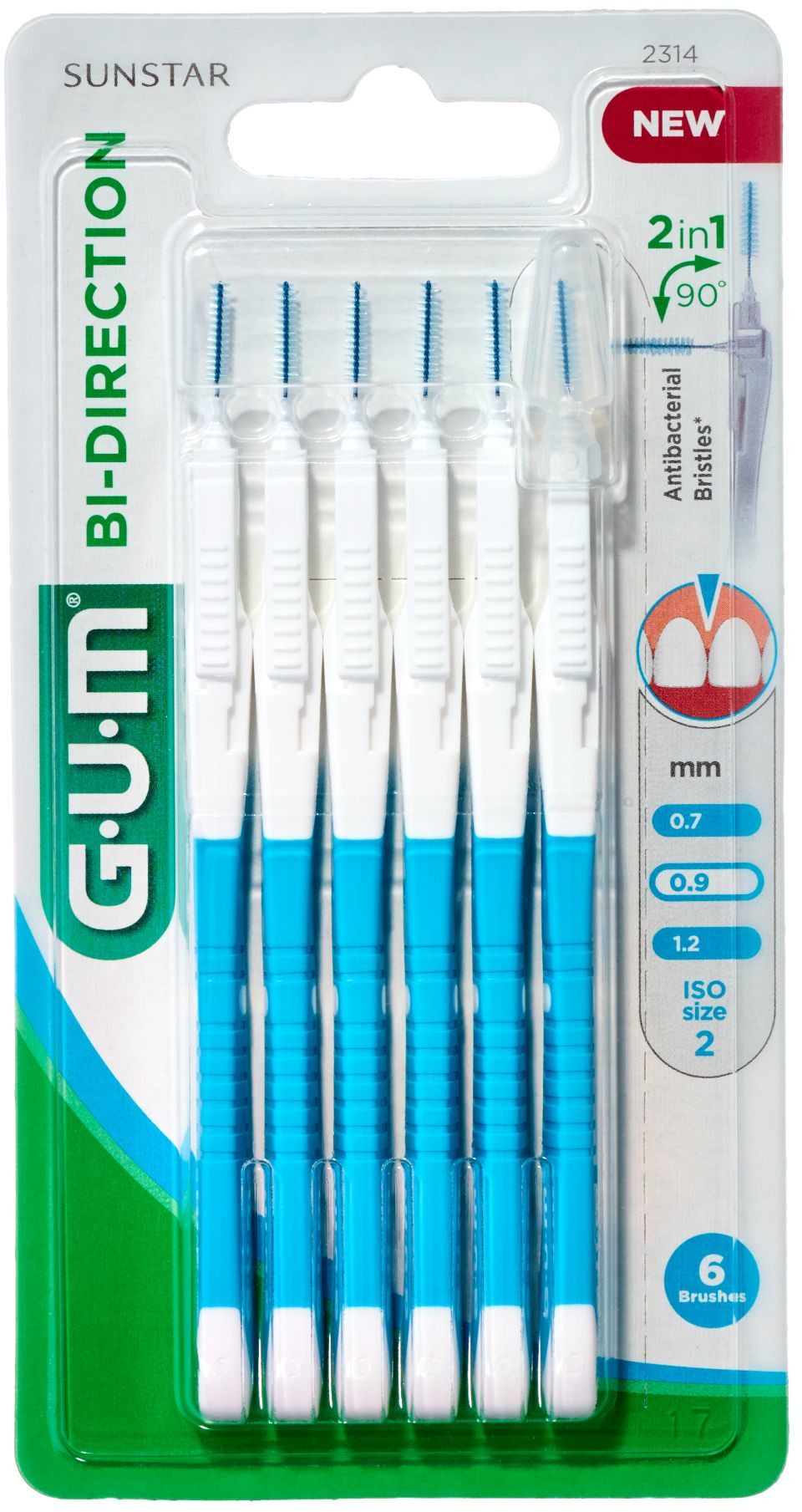 GUM Mezizubní kartáčky BI-DIRECTION modrý 0,9 mm 6 ks