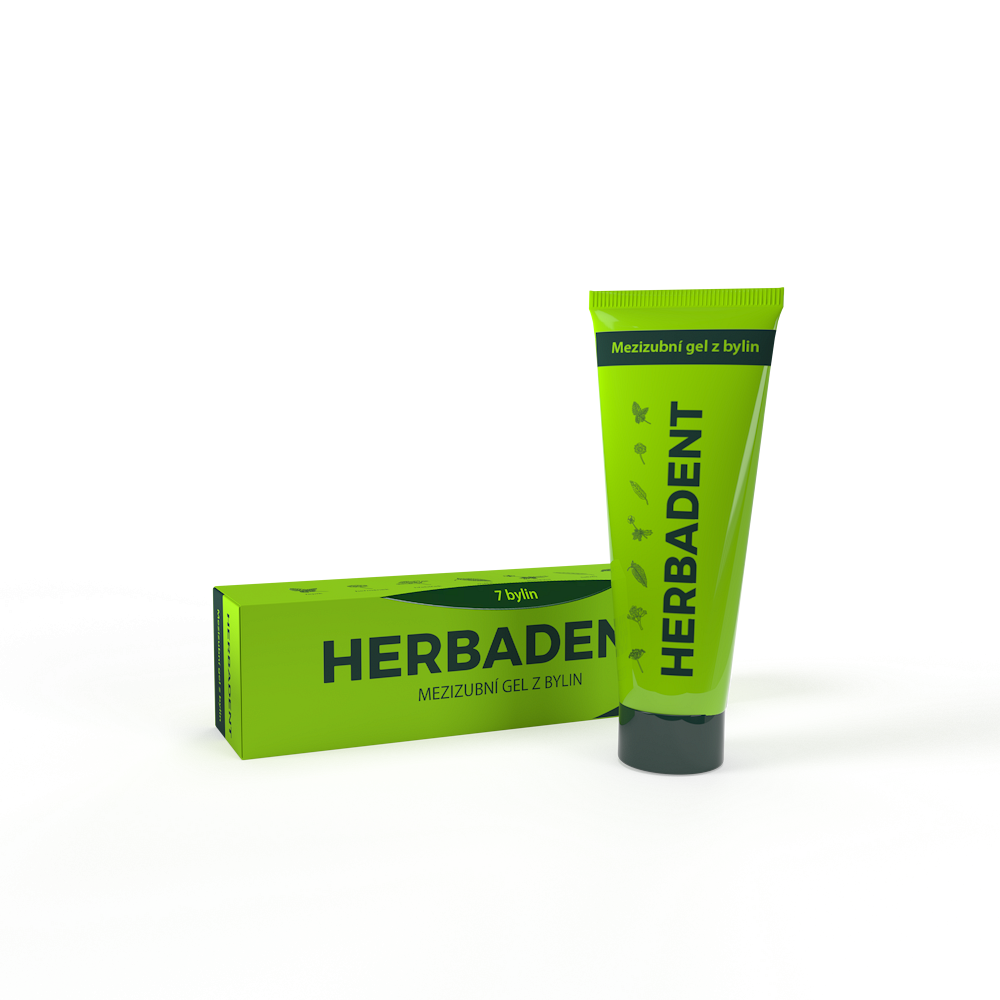 HERBADENT Original Bylinný mezizubní gel s fluoridy 25 g, poškozený obal