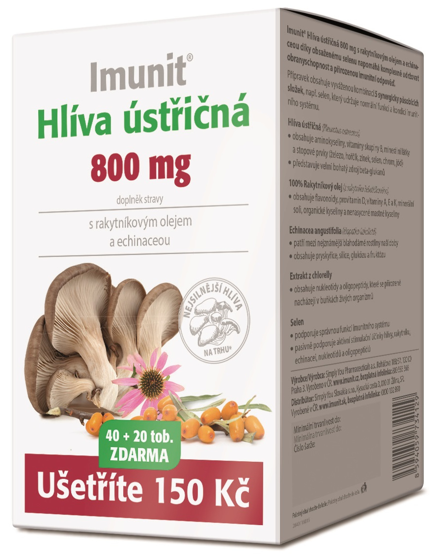 IMUNIT Hlíva ústřičná 800 mg s rakytníkovým olejem a echinaceou 60 tobolek