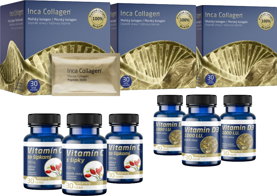 INCA COLLAGEN Tříměsíční kolagenová kúra s vitamínem C&D