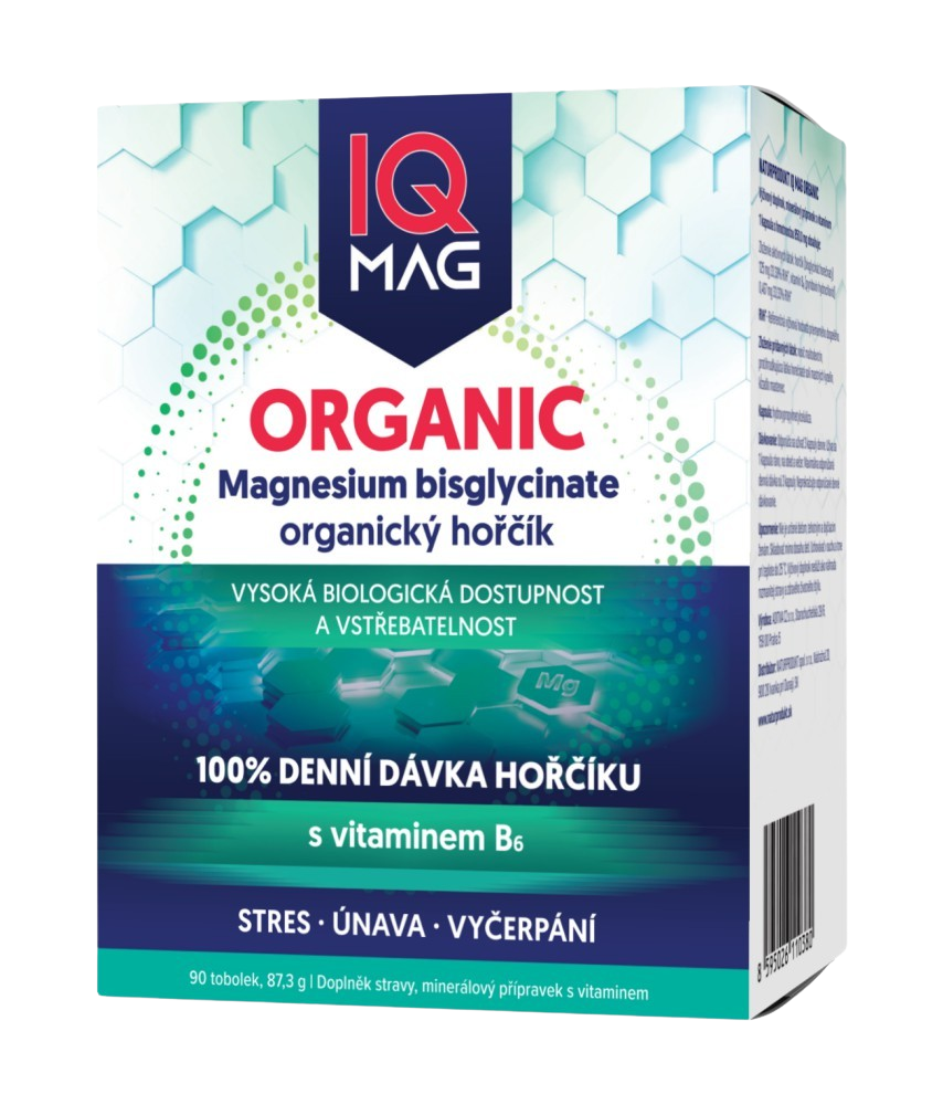 IQ MAG ORGANIC Magnesium+B6, organický hořčík tobolky 90 tobolek