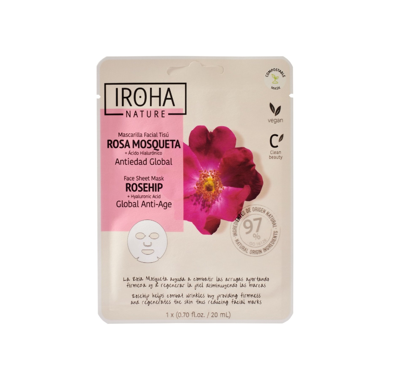 Iroha nature Obličejová maska Anti-Age Šípek 20 ml