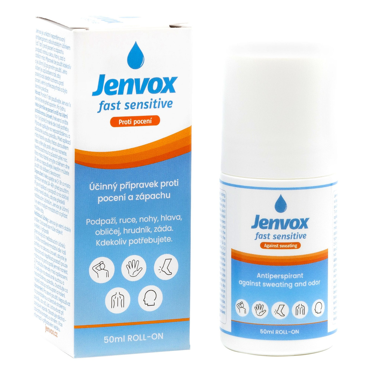 Jenvox Fast Sensitive proti pocení a zápachu roll-on 50 ml