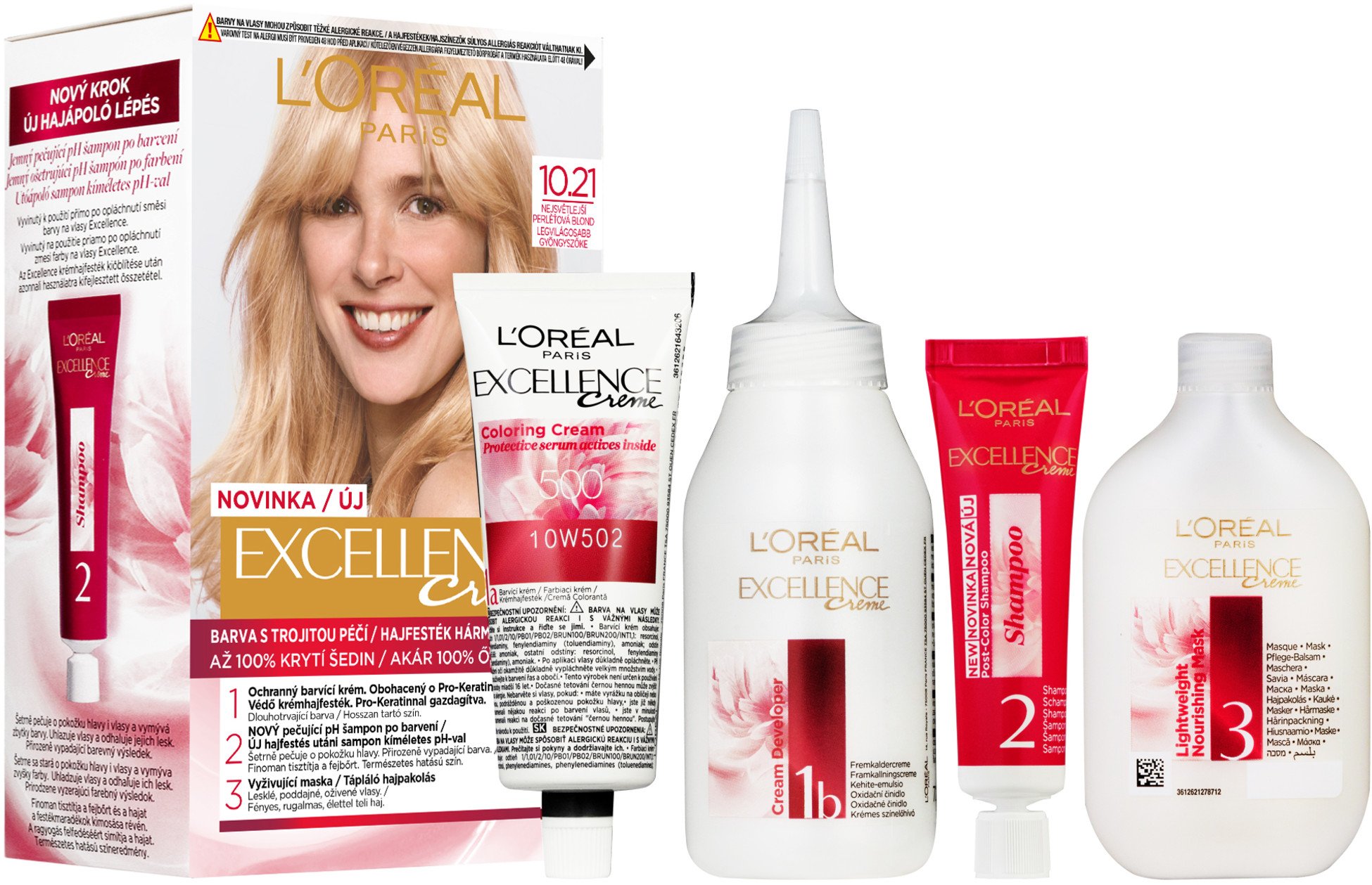 L'ORÉAL PARIS Excellence Créme permanentní barva na vlasy 10.21, nejsvětlejší perleťová blond