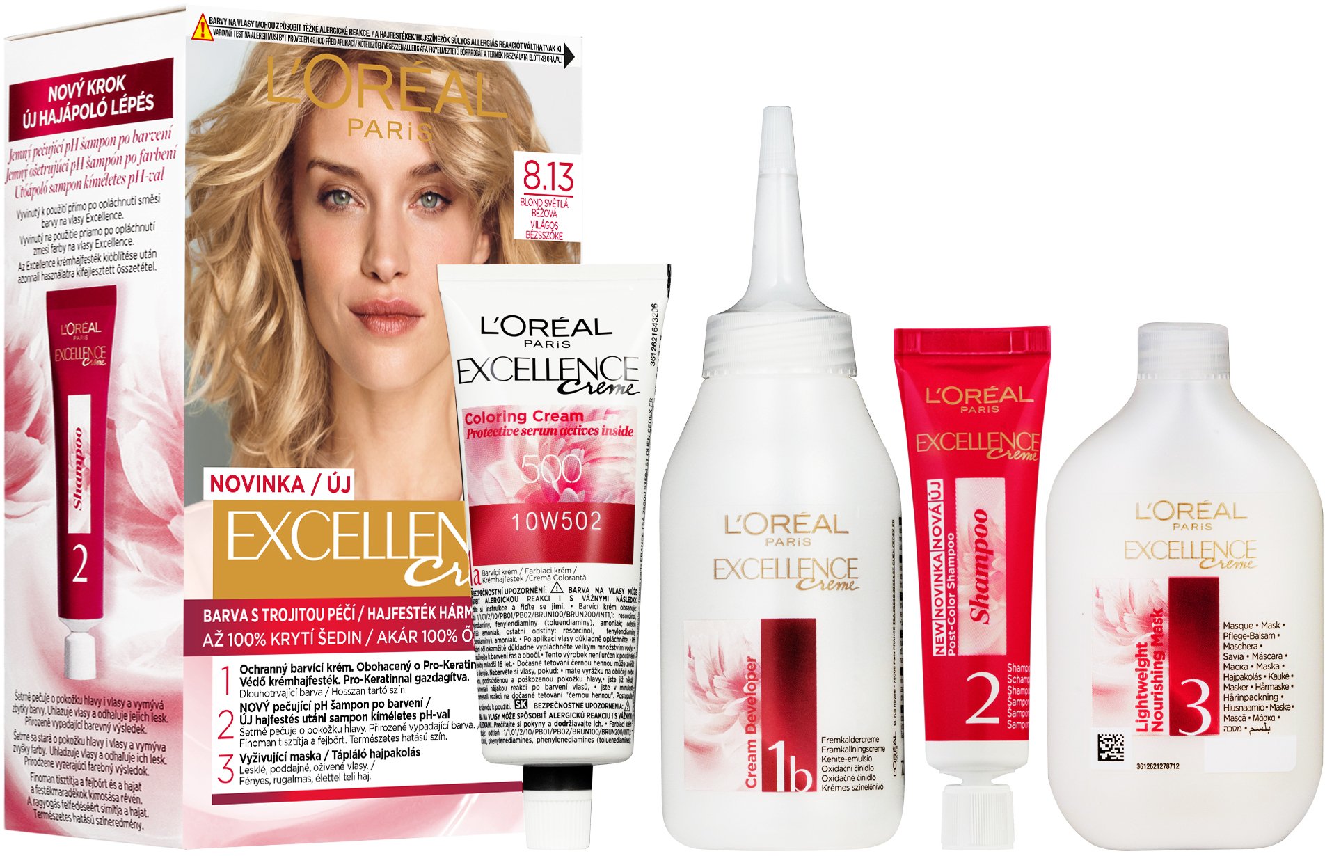 L'ORÉAL PARIS Excellence Créme permanentní barva na vlasy 8.13, blond světlá béžová