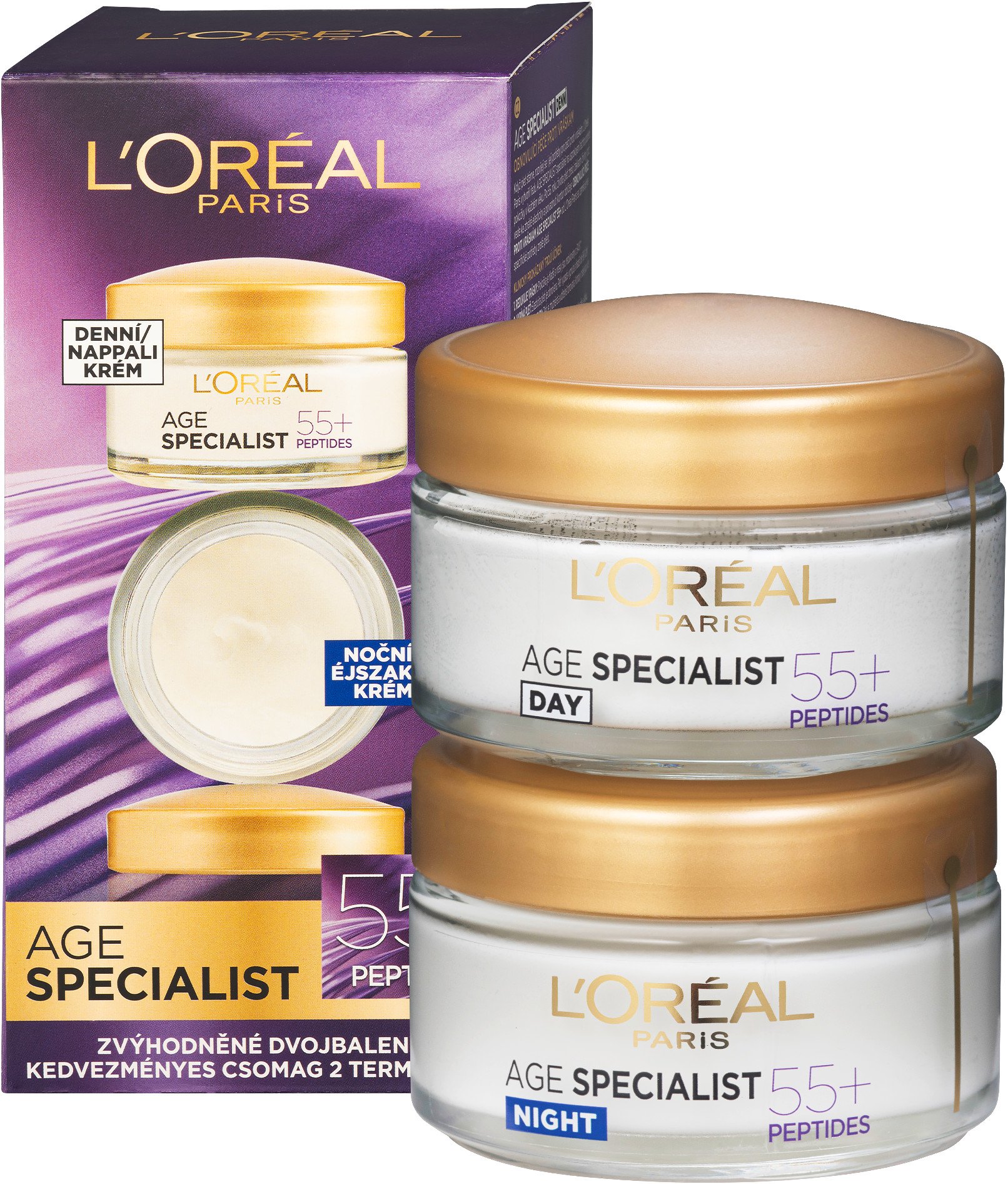 L'ORÉAL PARIS Age Specialist 55+ duopack - denní + noční krém proti stárnutí pleti